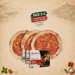 Home 3 pizzas individuales 3 focaccias 200gr